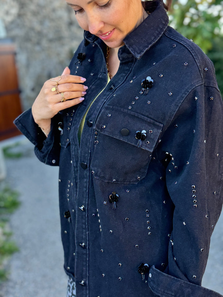 Surchemise-veste oversize à strass carolane