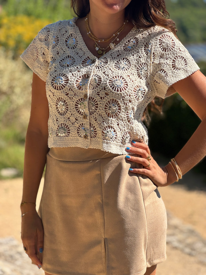 Jupe Short Femme Beige
