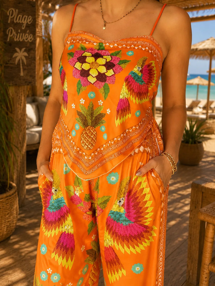Ensemble bohème orange imprimé