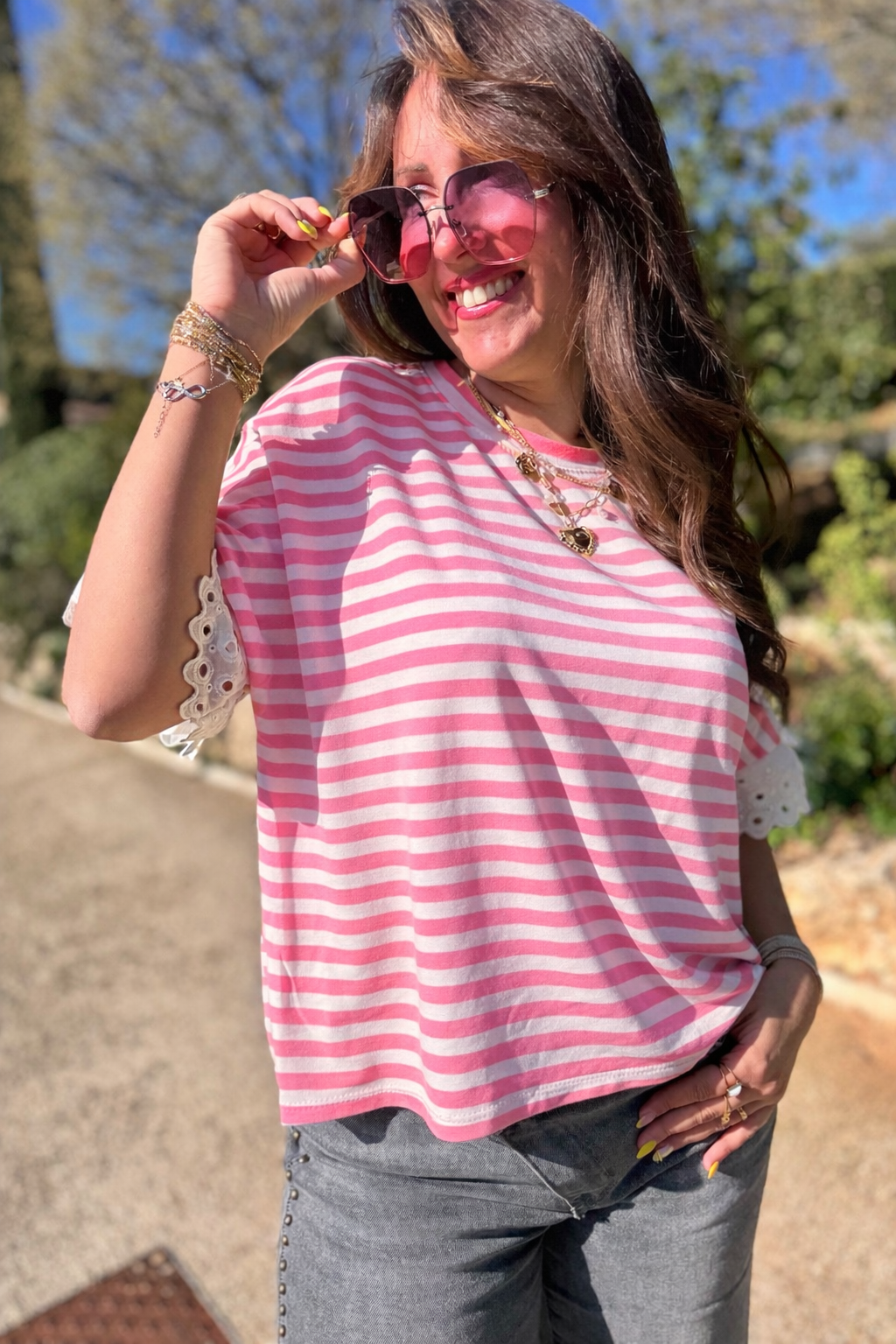 TEE shirt marinière rose