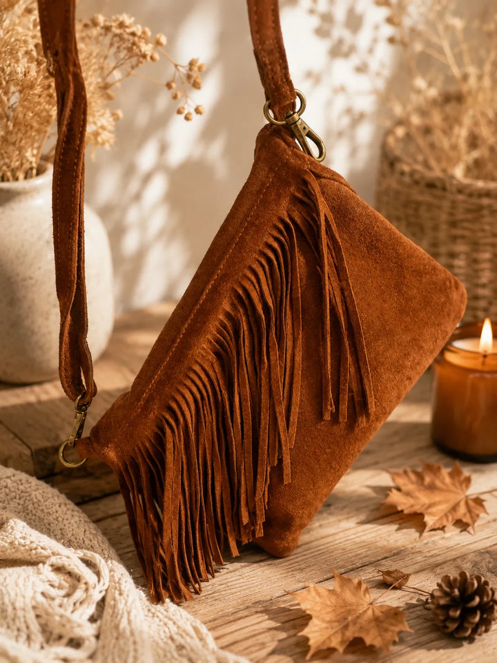Sac en Cuir à Franges Camel — 2 en 1