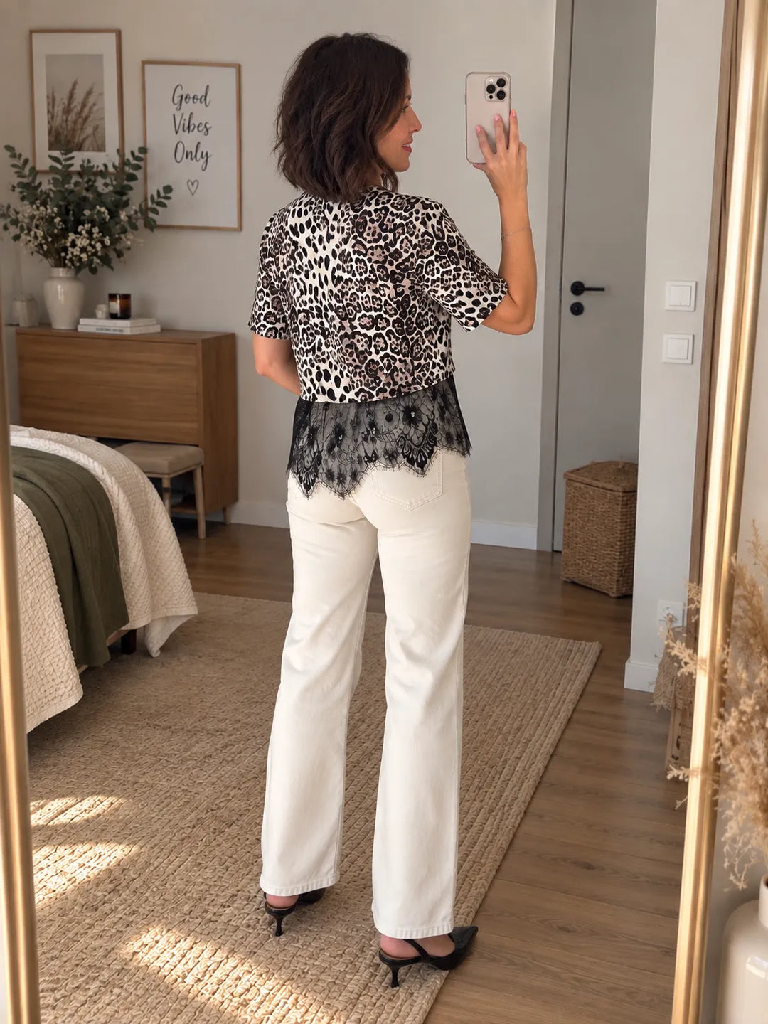 Pantalon Beige Taille Haute Stretch