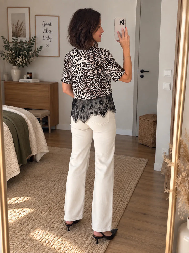 Pantalon Beige Taille Haute Stretch