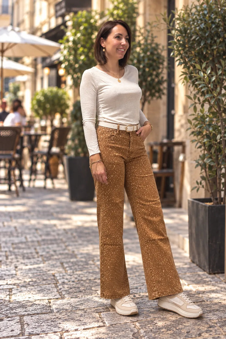 Pantalon Imprimé Bambi Taille Mi-Haute
