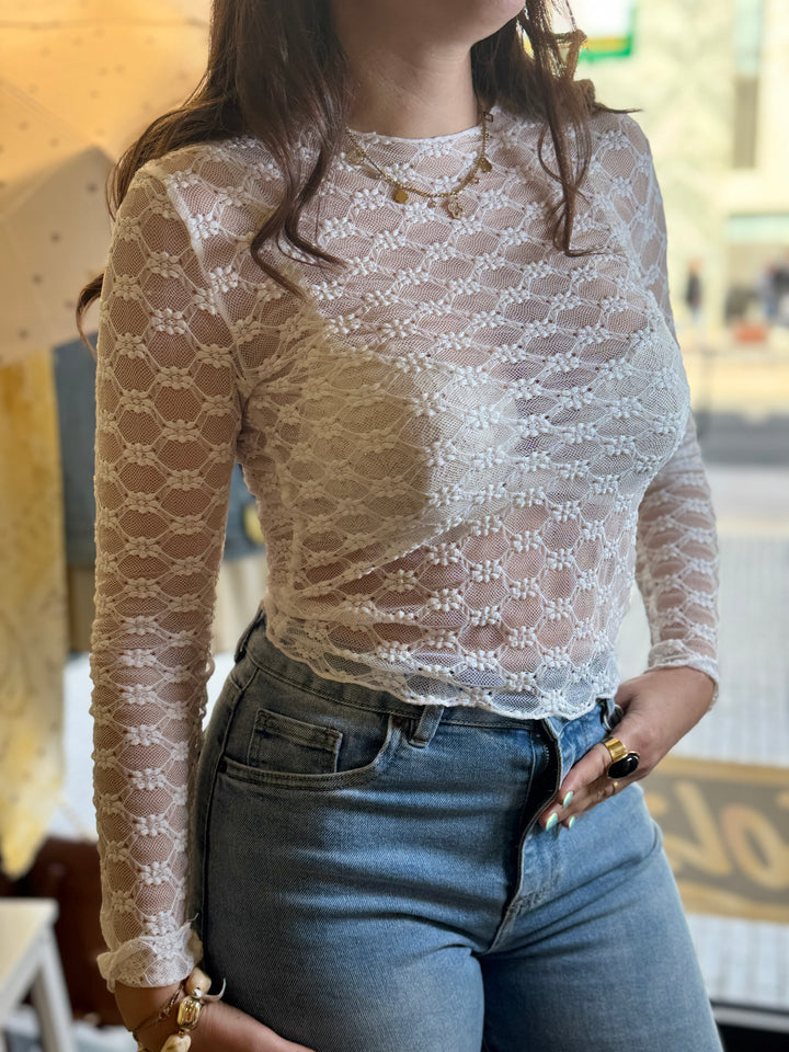 Top en dentelle blanc Alice