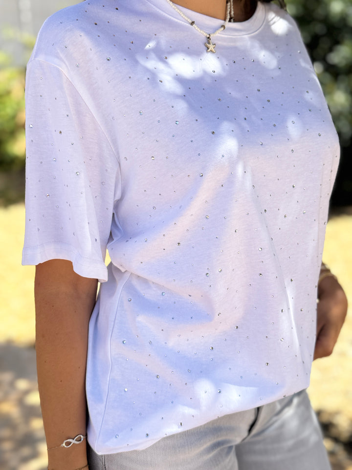 T-shirt blanc strass