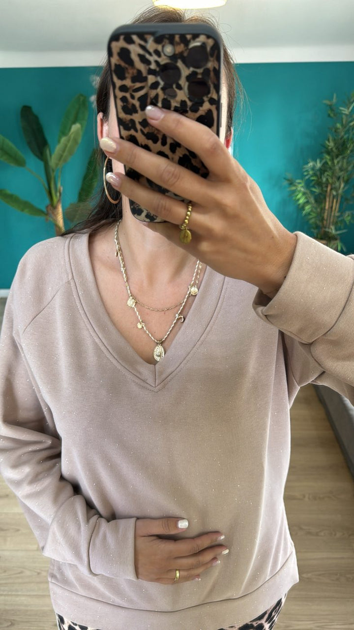 Pull Draguignan TAUPE à paillettes