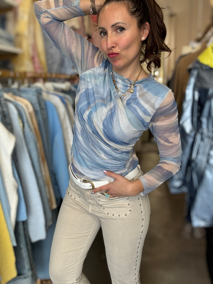 Top résille Amel bleu