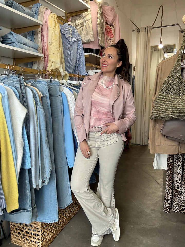 Top résille Amel rose