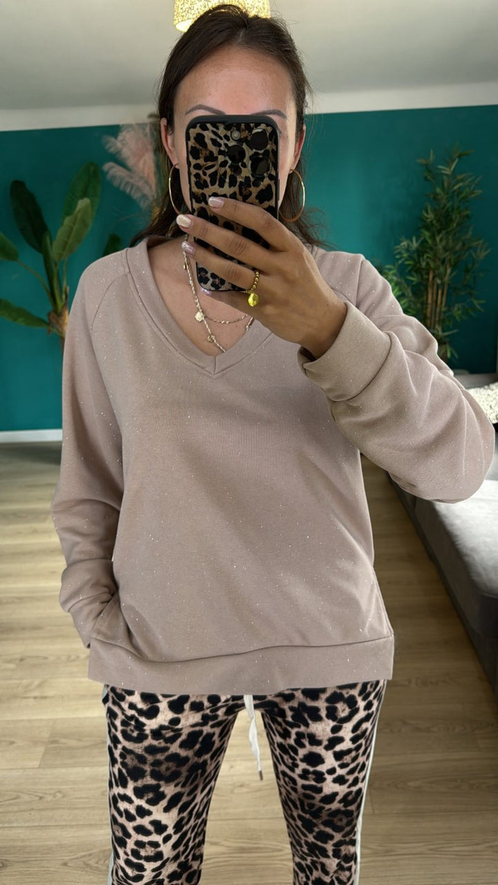Pull Draguignan TAUPE à paillettes