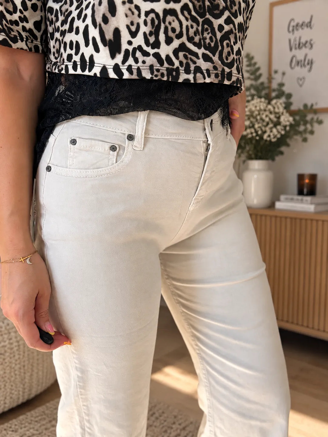 Pantalon Beige Taille Haute Stretch