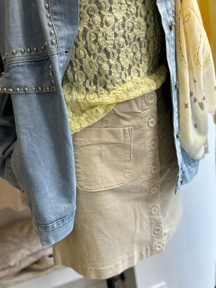 Jupe en velours côtelé écru Anne