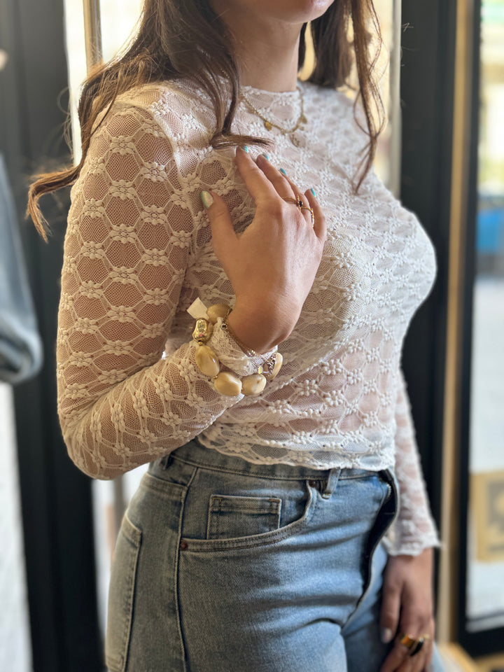 Top en dentelle blanc Alice