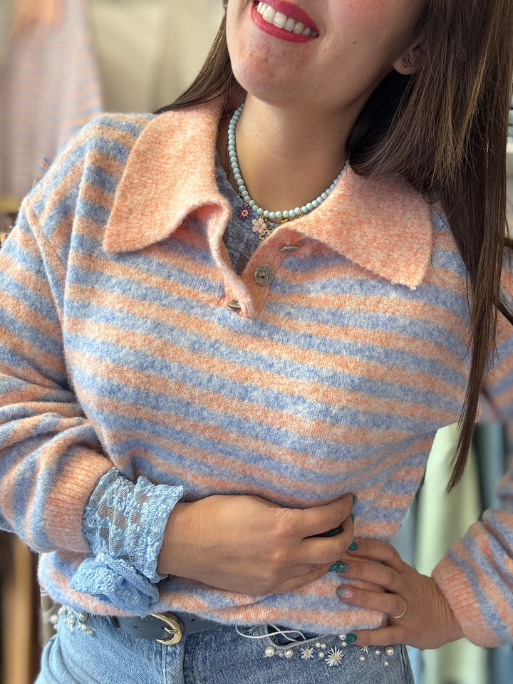 Polo rayé pastel Amel