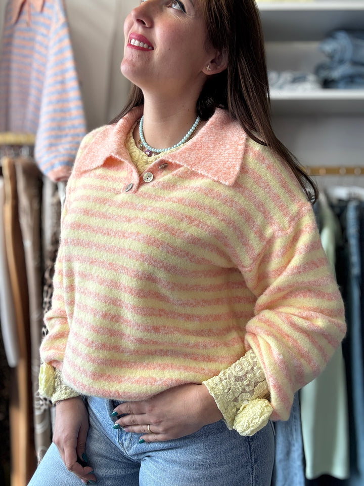 Polo rayé pastel Amel