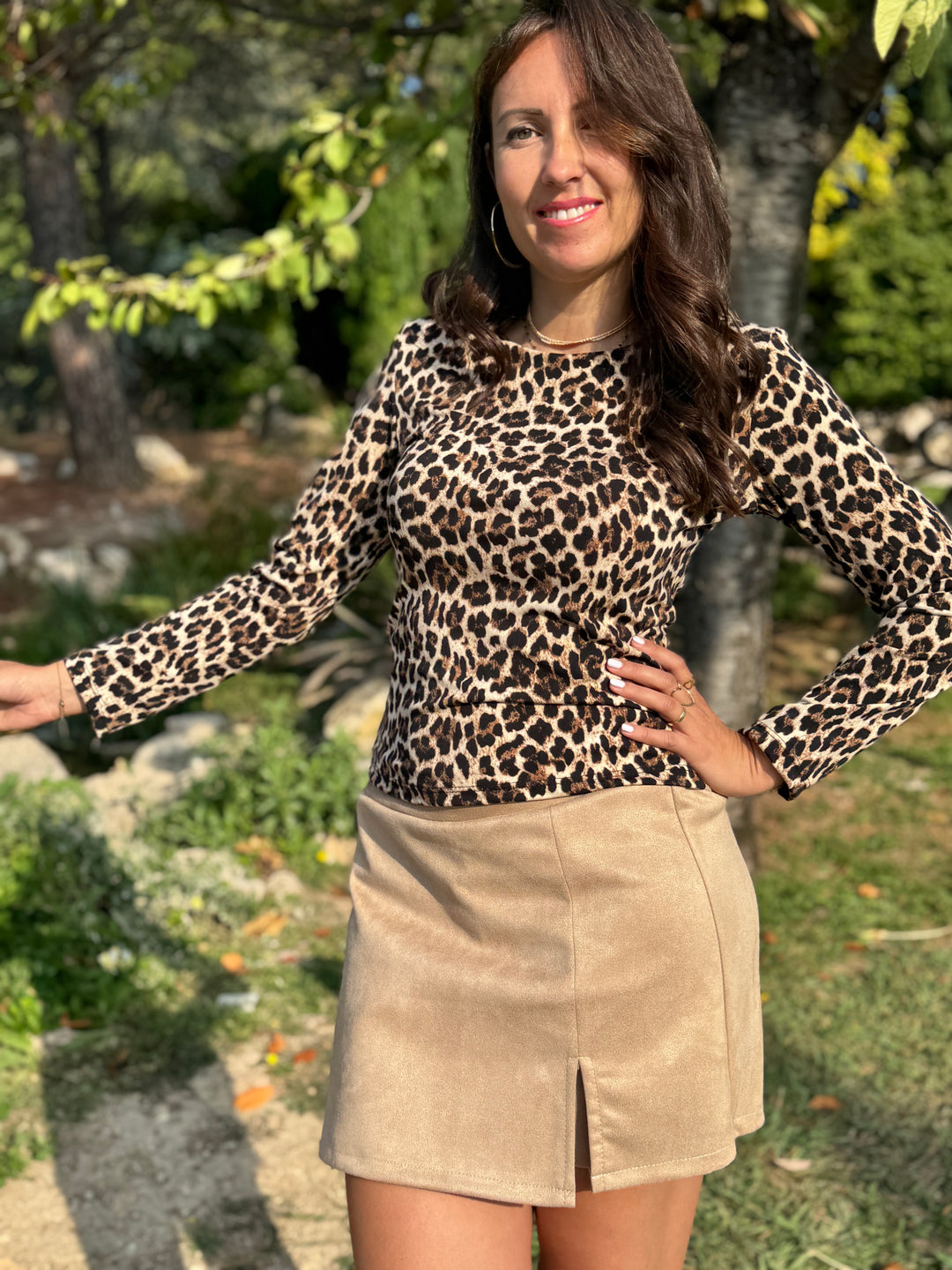 Top ajusté imprimé léopard coralie