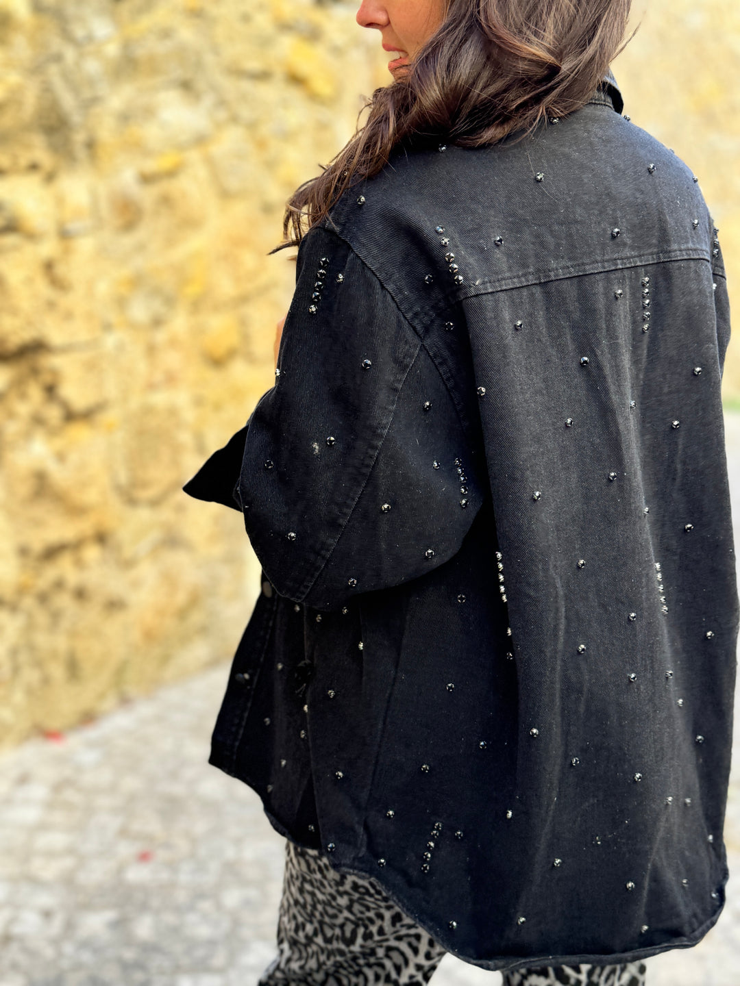 Surchemise-veste oversize à strass carolane