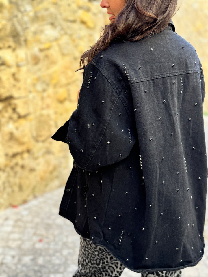Surchemise-veste oversize à strass carolane