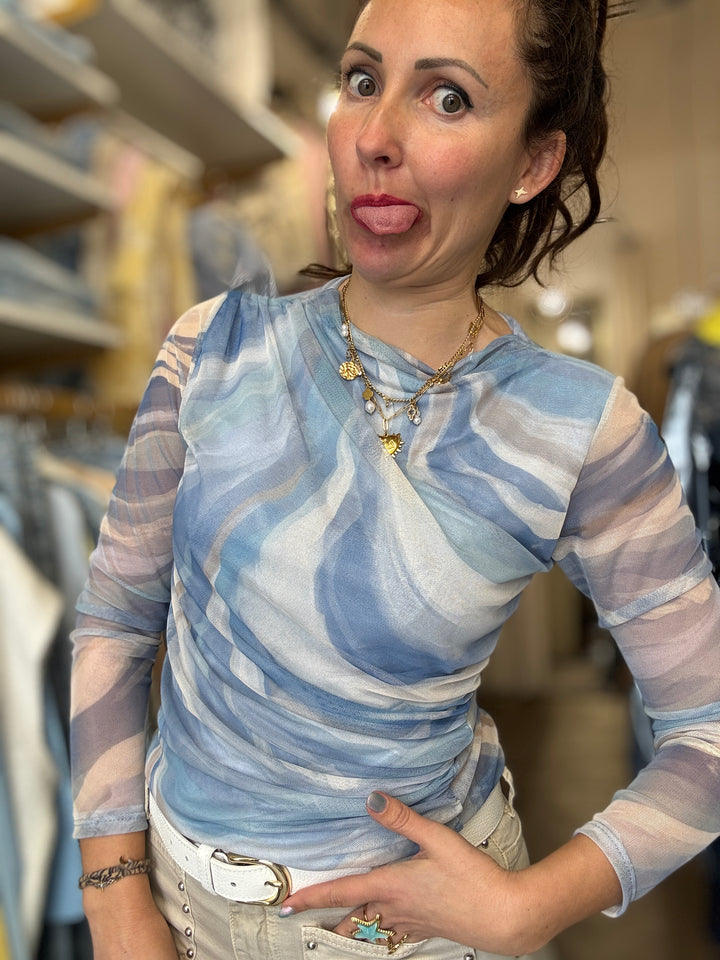 Top résille Amel bleu