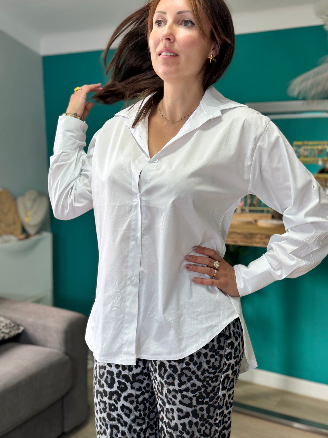 Chemise blanche longue – 100% coton Manon