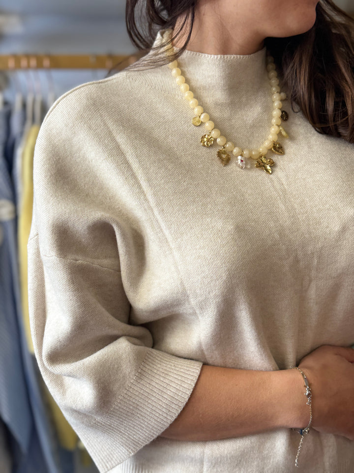 Pull maille douce col rond – Beige clair astrid