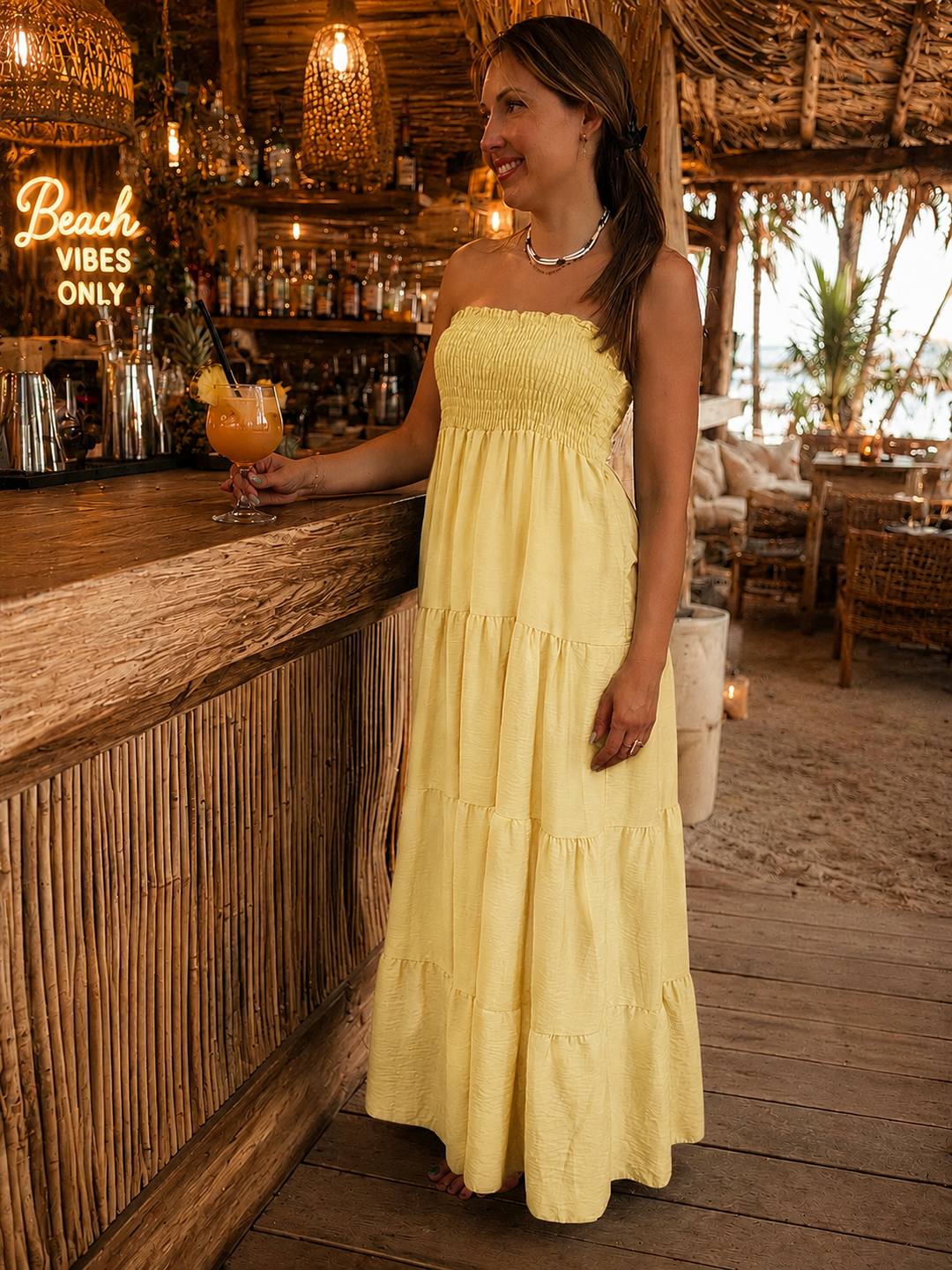 Robe Longue Bustier jaune