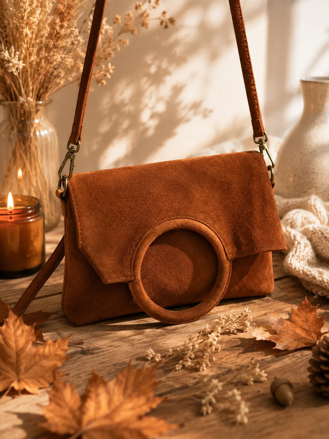 Sac en Cuir à Franges Camel — 2 en 1