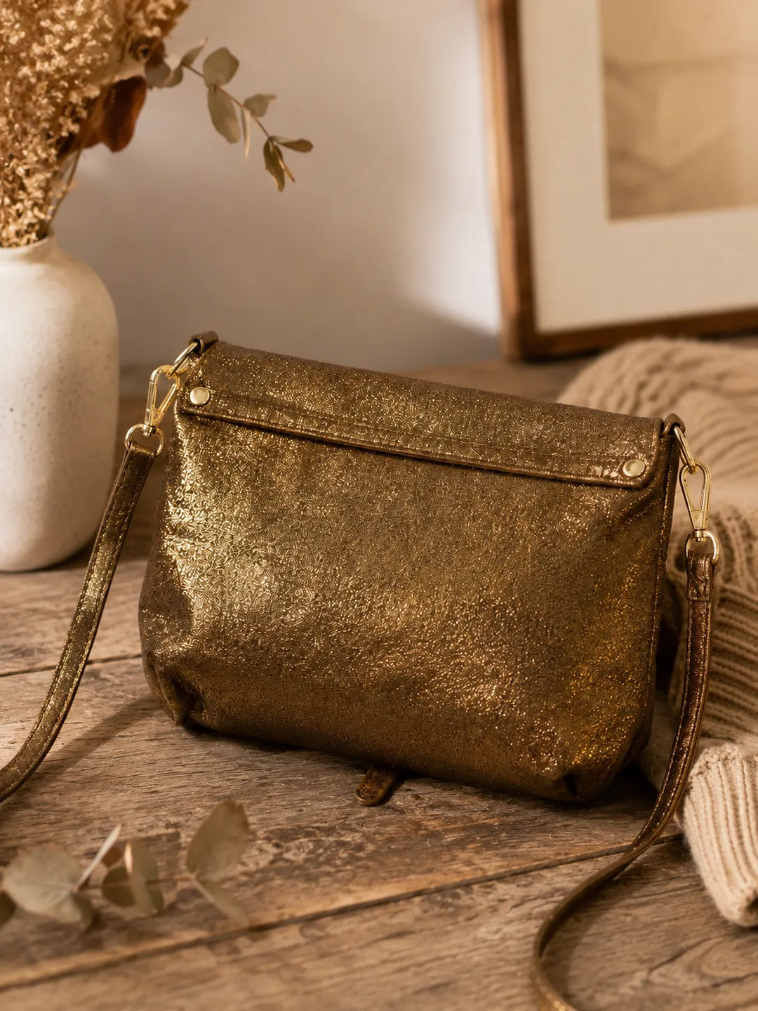 sac en cuir mordoré