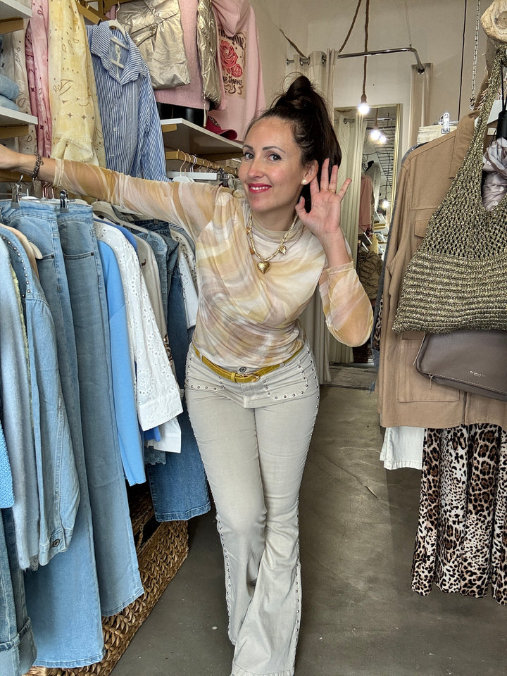 Top résille Amel jaune