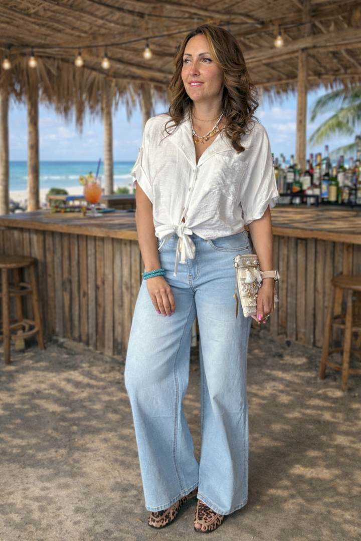 Jean large taille haute