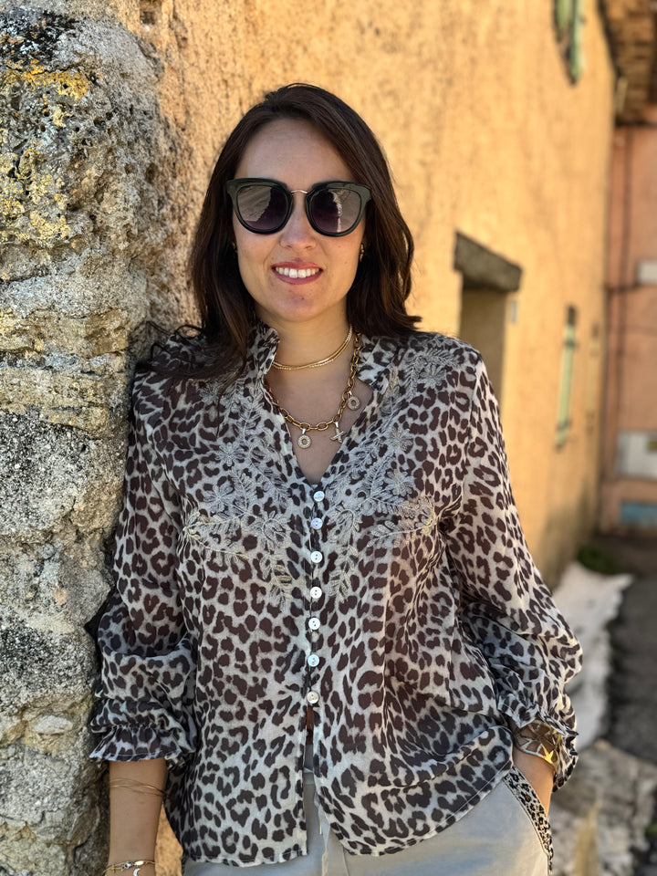Chemise en voile léopard Doriane