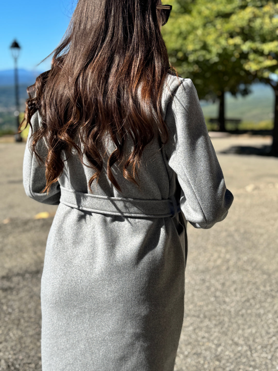Manteau ceinturé gris clair