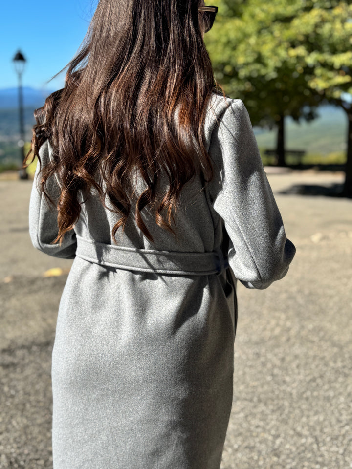 Manteau ceinturé gris clair