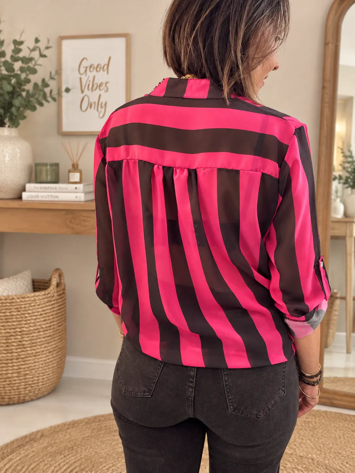 Chemise Rayée Voile Chocolat & Framboise