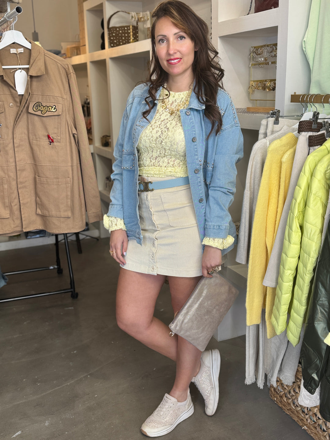 Surchemise en jean cloutée ameli