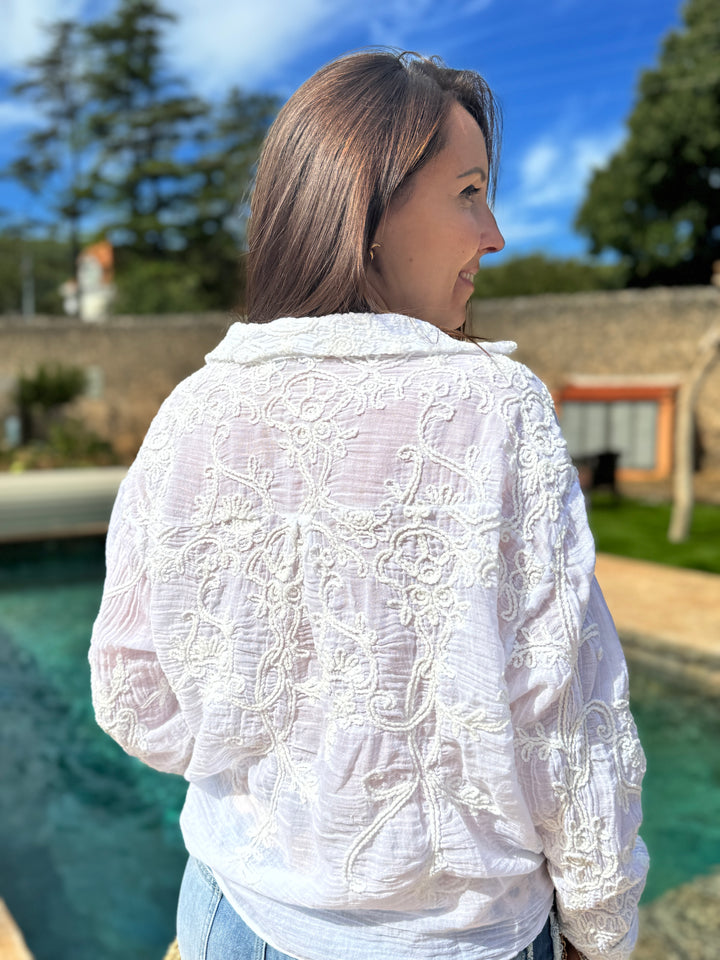 Chemise blanche brodé Doña
