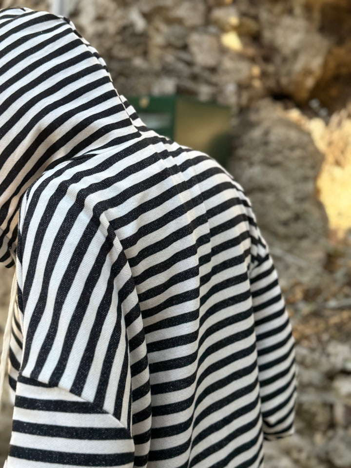 Gilet oversize rayé zippé à capuche Lola