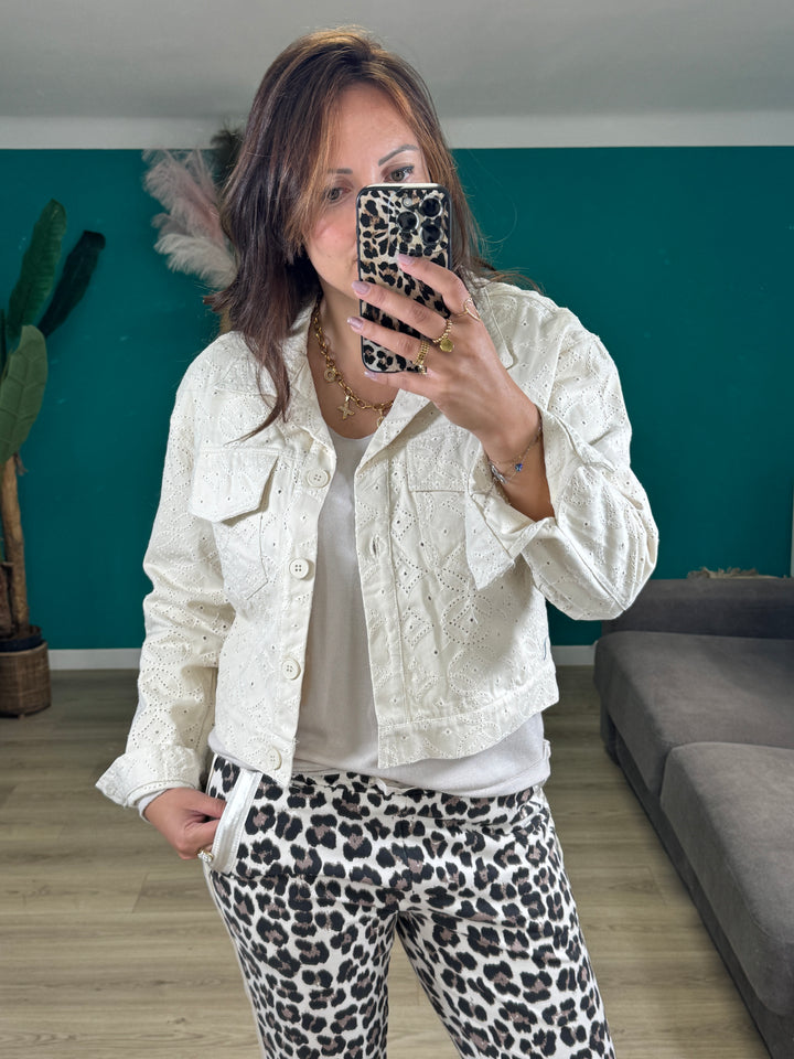 Veste courte en broderie anglaise – 100% coton Karine