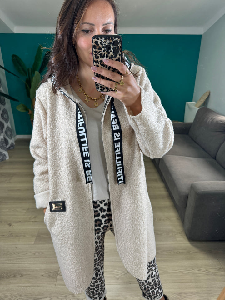 Veste beige à capuche fanny