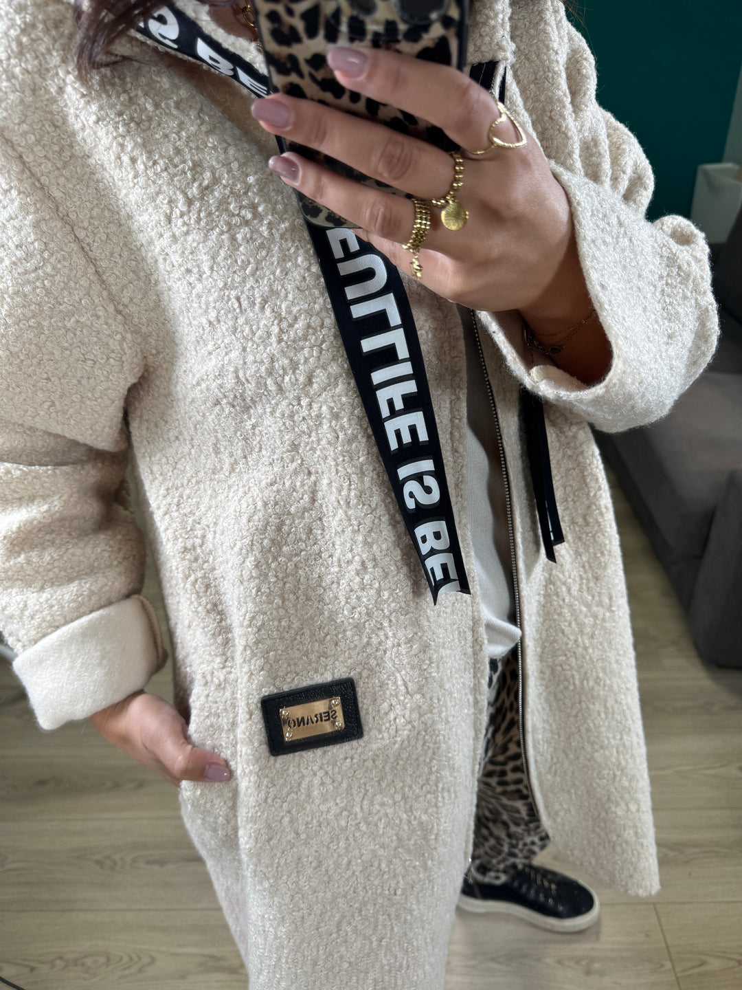 Veste beige à capuche fanny