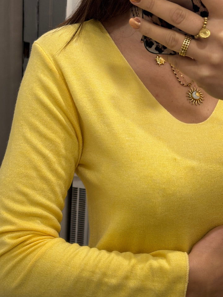 Top jaune angora/laine dodo