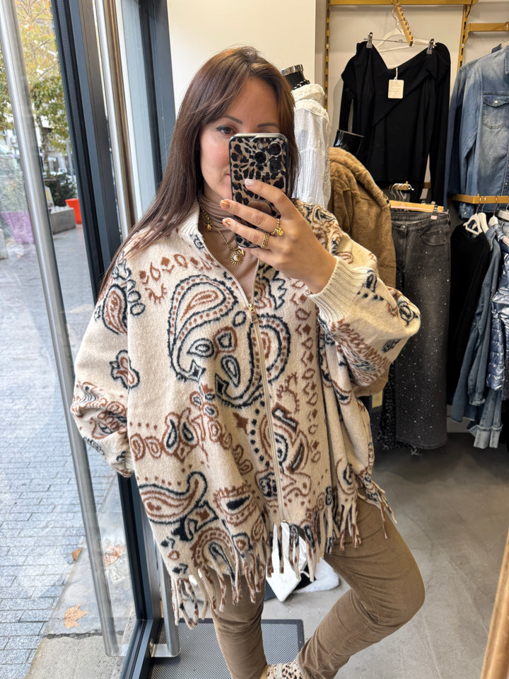 Poncho Zippé Imprimé