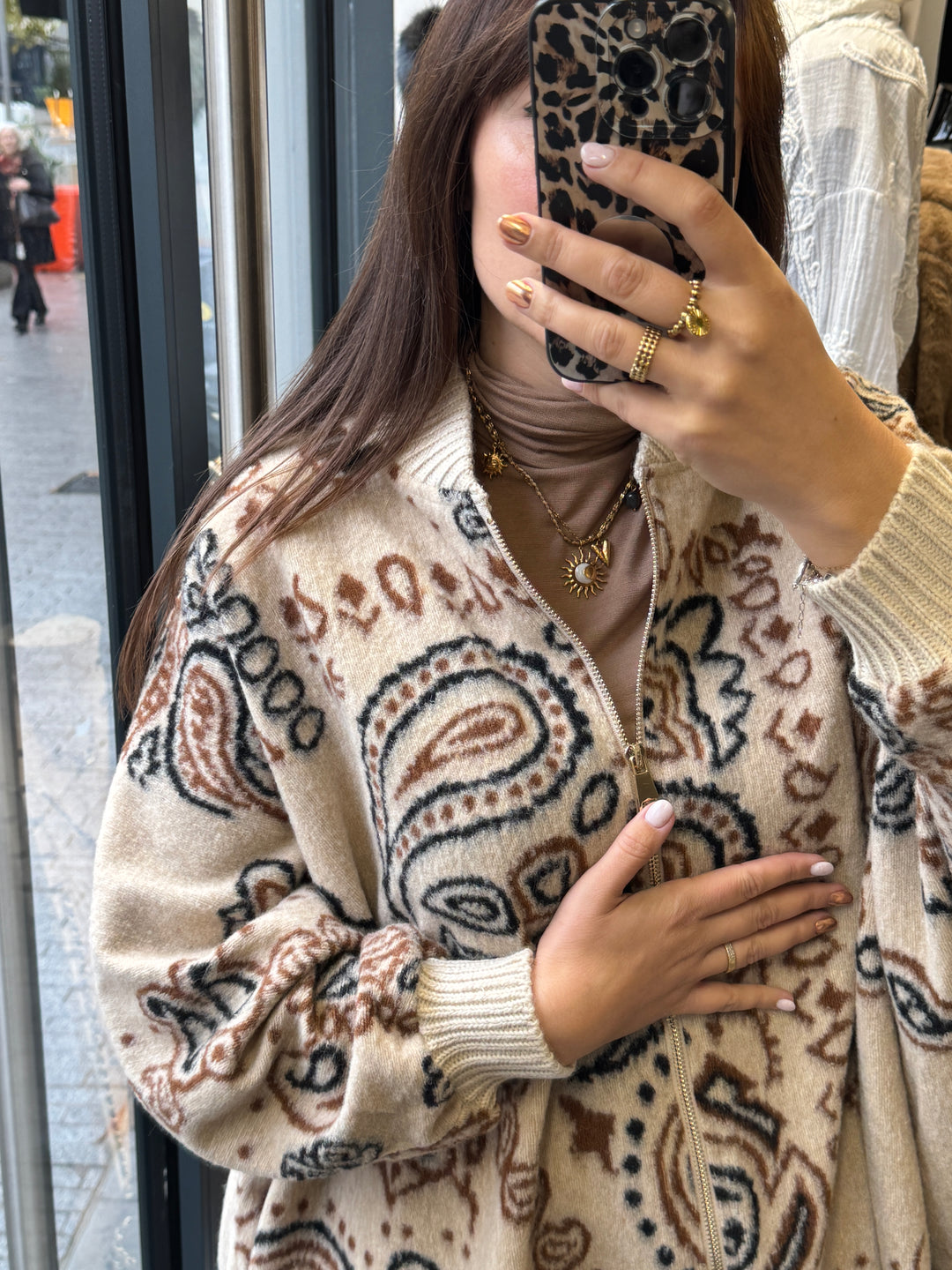 Poncho Zippé Imprimé