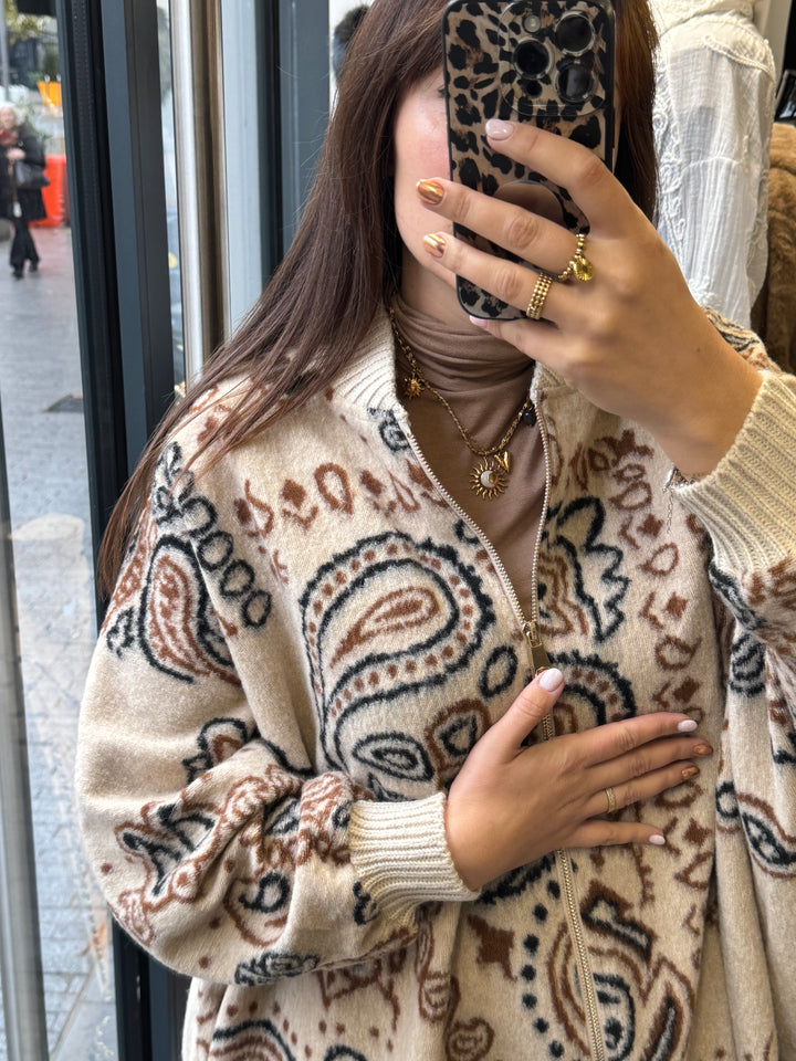 Poncho Zippé Imprimé