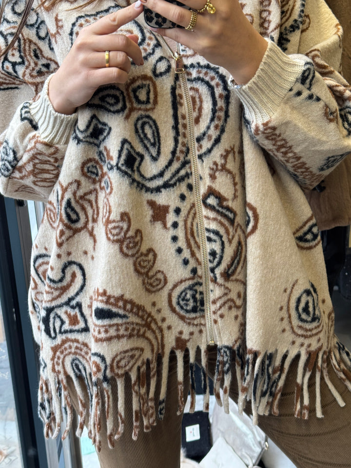 Poncho Zippé Imprimé