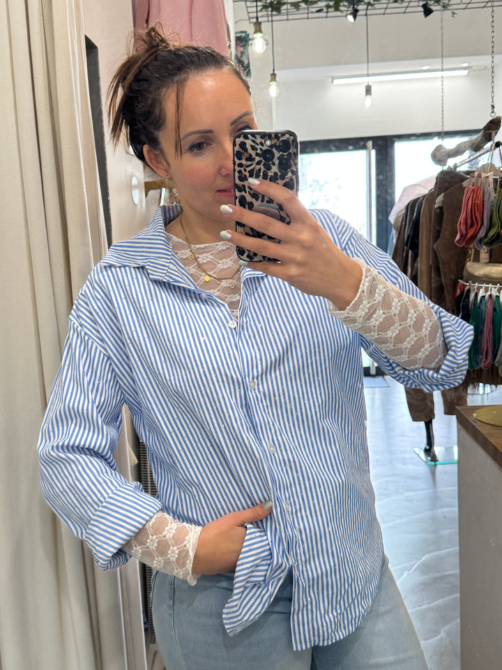 Chemise rayée à strass