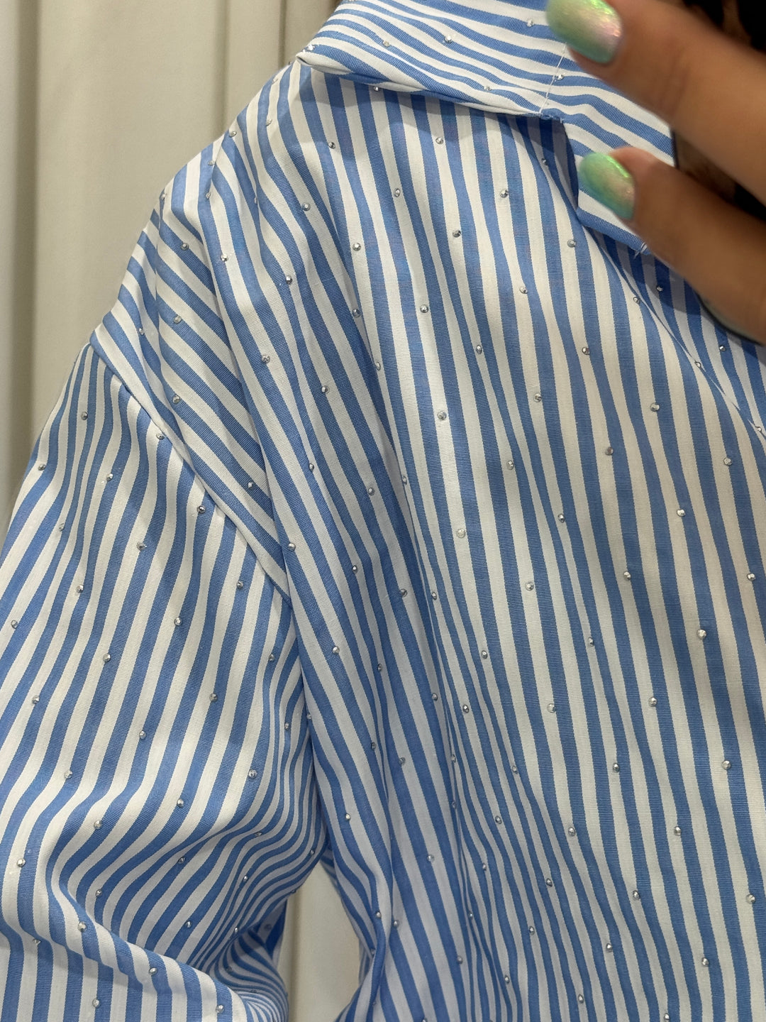 Chemise rayée à strass