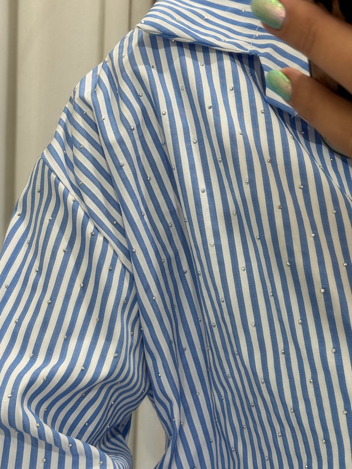 Chemise rayée à strass