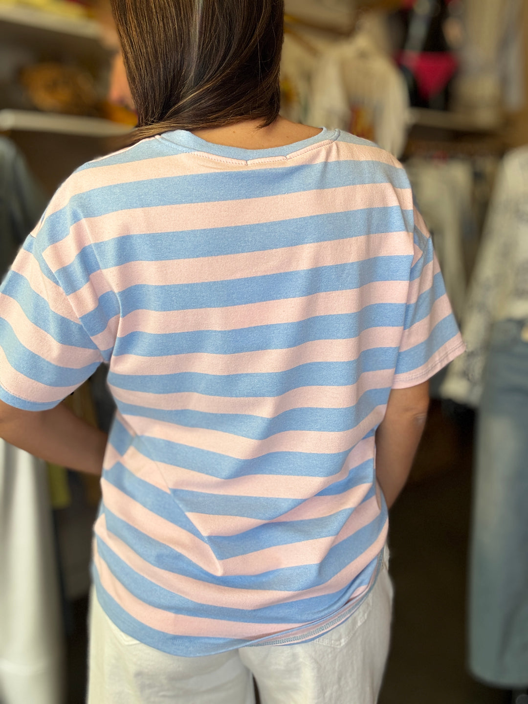 T SHIRT RAYÉ CIAO ROSE ET BLEU