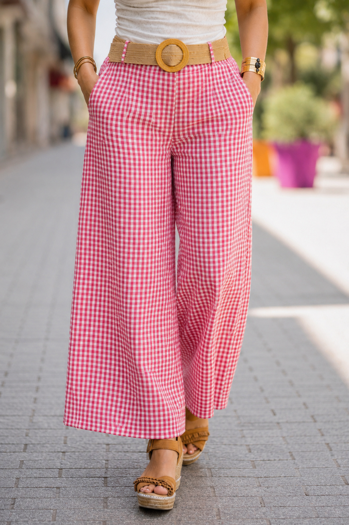 pantalon vichy rouge et blanc